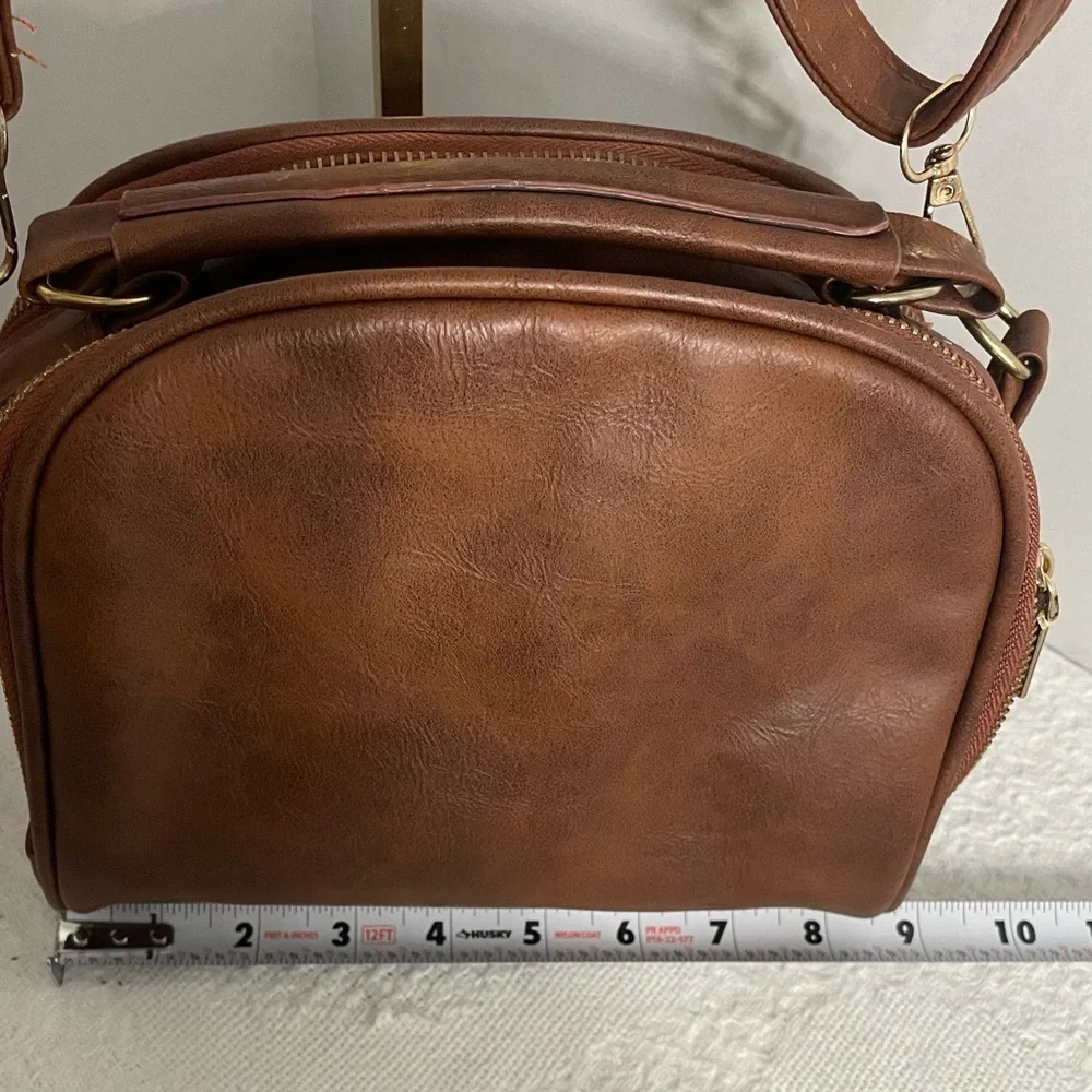 Geometric Appliqué Korean Style Crossbody Bag‎  Brown